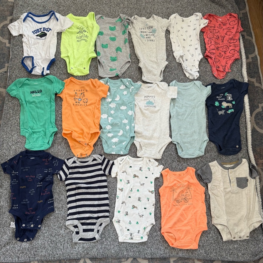 Assorted baby boys onesies size 6 months